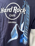 Hard Rock Cafe Men's Orlando Guitar Graphic Navy Short Sleeve Shirt Size Large