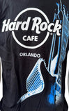 Hard Rock Cafe Men's Orlando Guitar Graphic Black Short Sleeve Shirt Size Large