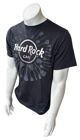 Hard Rock Cafe Men's Guitar Graphic Black Short Sleeve Shirt Size Medium