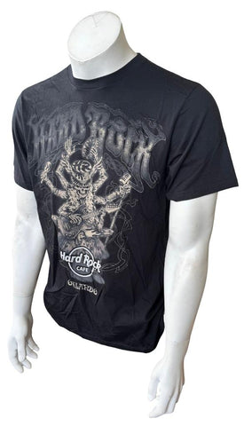 Hard Rock Cafe Men's Orlando Skeleton Rocker Black Short Sleeve Shirt Size M