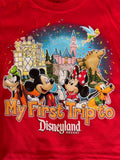 Disney Boys My First Trip To Disneyland Resort Red Short Sleeve Shirt Size 3T