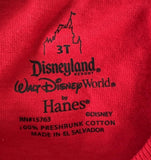 Disney Boys My First Trip To Disneyland Resort Red Short Sleeve Shirt Size 3T