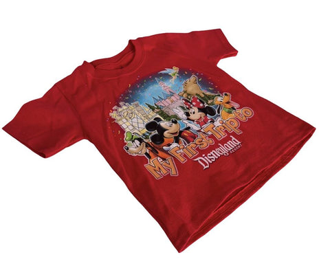 Disney Boys My First Trip To Disneyland Resort Red Short Sleeve Shirt Size 3T