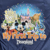 Disney Boys My First Trip To Disneyland Resort Navy Short Sleeve Shirt Size 3T