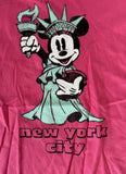 Anvil Girl's Minnie Mouse Statue Of Liberty New York City Pink Shirt Size Large