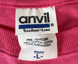 Anvil Girl's Minnie Mouse Statue Of Liberty New York City Pink Shirt Size Large