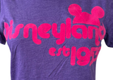 Disney Women's Disneyland Est. 1955 Graphic Purple Short Sleeve Shirt Size M