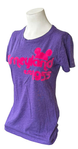 Disney Women's Disneyland Est. 1955 Graphic Purple Short Sleeve Shirt Size M