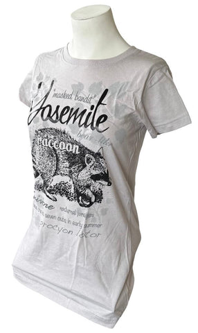 LAT Women's Yosemite National Park Masked Bandit Raccoon Gray Shirt Size Medium