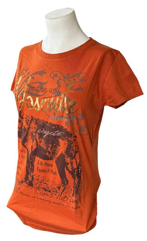 LAT Women's Yosemite National Park Prairie Wolf Coyote Orange Shirt Size Large