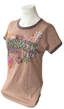 Pimatee Women's Yosemite National Park Flowers Graphic Brown Shirt Size Medium