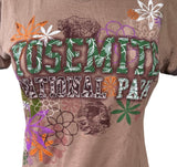 Pimatee Women's Yosemite National Park Flowers Graphic Brown Shirt Size Medium
