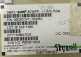 Reel of 2898 Skywell 0603CG471J500BA Multilayer Ceramic Capacitor 470 pF 50V