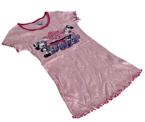 Disney Cruise Line Girls 2014 Mickey Mouse & Minnie Mouse Pink Shirt Size Medium