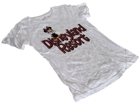 Disney Girls Disneyland Resort Minnie Mouse Bows Graphic White Shirt Size Medium
