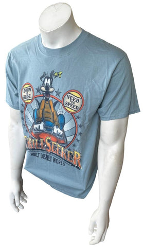 Disney Parks Men's Goofy Thrill Seeker Graphic Gray Shirt Size Medium