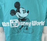 Disneyland Men's Walt Disney World Mickey Mouse Teal Short Sleeve Shirt Size L