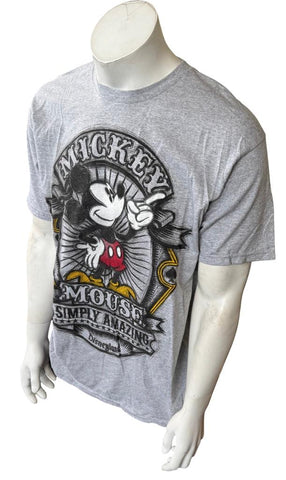 Disneyland Hong Kong Men's Mickey Mouse Simply Amazing Gray Shirt Size Large