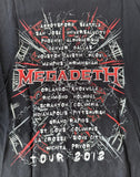 Anvil Men's Megadeth Thirteen 2012 Tour Black Short Sleeve Shirt Size Large