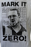 Anvil Men's The Big Lebowski Mark It Zero White Short Sleeve Shirt Size Medium