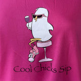 Cool Chicks Club Women's Cool Chicks Sip Graphic Pink Shirt Size Large