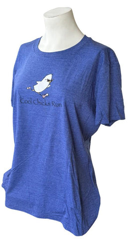 Cool Chicks Club Women's Cool Chicks Run Graphic Blue Shirt Size Large