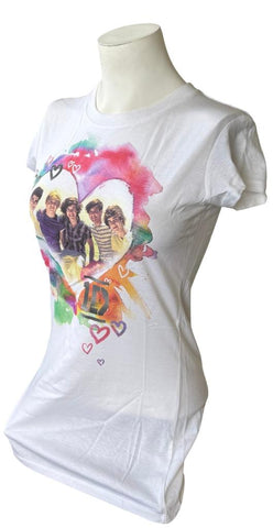 Cotton Heritage Women's One Direction Heart Graphic White Shirt Size Medium