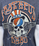 Zion Men's Grateful Dead American Skull Gray Short Sleeve Shirt Size X-Large