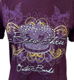 Bella Women's Brew Thru Outer Banks Graphic Purple Short Sleeve Shirt Size Large