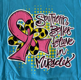 Southern Belle Women's Believe in Miracles Blue Short Sleeve Shirt Size Large