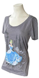 Disney Women's Cinderella Graphic Gray Short Sleeve Shirt Size Medium