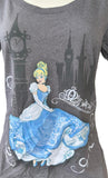 Disney Women's Cinderella Graphic Gray Short Sleeve Shirt Size Medium
