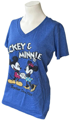 Disney Women's Mickey Mouse & Minnie Mouse Together Since 1928 Shirt Size M
