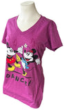 Disney Women's Mickey Mouse And Minnie Mouse Dance Pink Shirt Size Medium