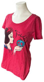 Disney Women's Snow White Forbidden Apple Graphic Red Short Sleeve Shirt Size M