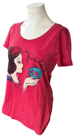 Disney Women's Snow White Forbidden Apple Graphic Red Short Sleeve Shirt Size M