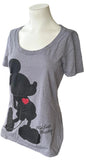 Disney Women's Mickey Mouse With Love Graphic Gray Shirt Size Medium