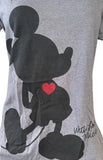 Disney Women's Mickey Mouse With Love Graphic Gray Shirt Size Medium