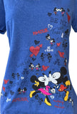 Disney Women's Mickey Mouse & Minnie Mouse Kissing Blue Shirt Size Medium