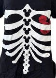Disney Women's Mickey Mouse skeleton Heart Graphic Black Shirt Size Large