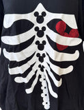 Disney Women's Mickey Mouse Skeleton Heart Graphic Black Shirt Size 3XL