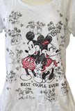 Disney Women's Mickey Mouse & Minnie Mouse Best Couple Ever White Shirt Size M