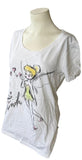 Disney Women's Tinker Bell Tink Graphic White Short Sleeve Shirt Size Medium