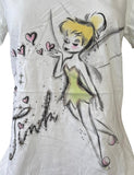Disney Women's Tinker Bell Tink Graphic White Short Sleeve Shirt Size Medium
