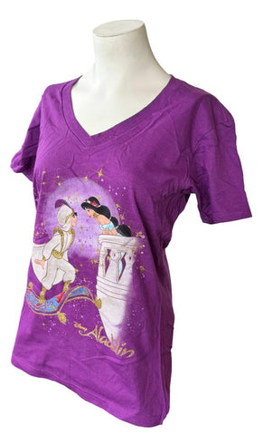 Disney Women's Aladdin & Princess Jasmine Graphic Purple Shirt Size Medium