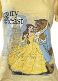 Disney Women's Beauty And The Beast Graphic Yellow Short Sleeve Shirt Size M