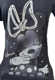 Disney Women's Minnie Mouse Graphic Black Short Sleeve Shirt Size Medium