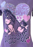 Disney Women's Eeyore Huggable Graphic Purple Short Sleeve Shirt Size Medium