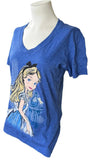 Disney Women's Alice In Wonderland Drink Me Graphic Blue Shirt Size Medium