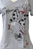 Disney Women's Minnie Mouse XOXO Bows Graphic Gray Short Sleeve Shirt Size M